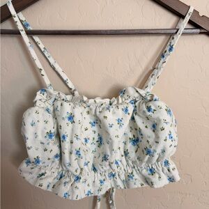 Floral Print Women's Top, tie back , open back